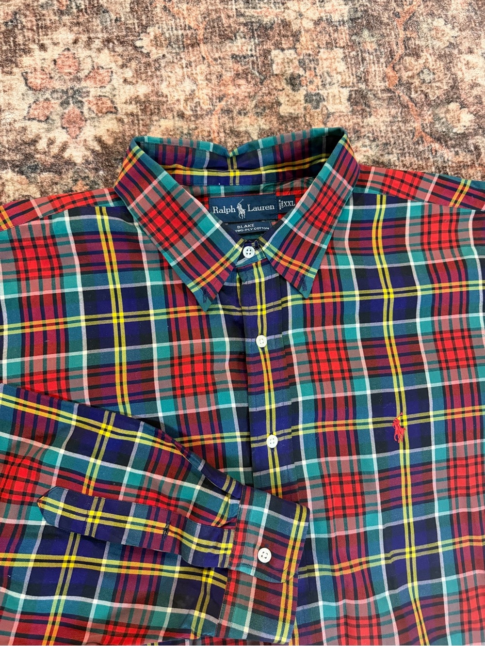 Ralph Lauren Blake Men's 3XL Big & Tall Plaid Cotton LS Button-Down Shirt